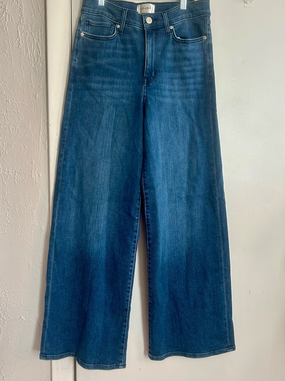 Frame Denim Wide-Leg Jeans in Dark Blue Wash